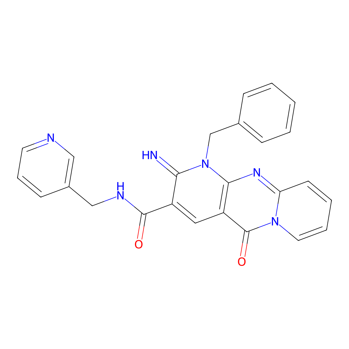 7-benzyl-6-imino-2-oxo-N-[(pyridin-3-yl)methyl]-1,7,9-triazatricyclo[8.4.0.0^{3,8}]tetradeca-3(8),4,9,11,13-pentaene-5-carboxamide molecular structure, CAS 797814-55-2