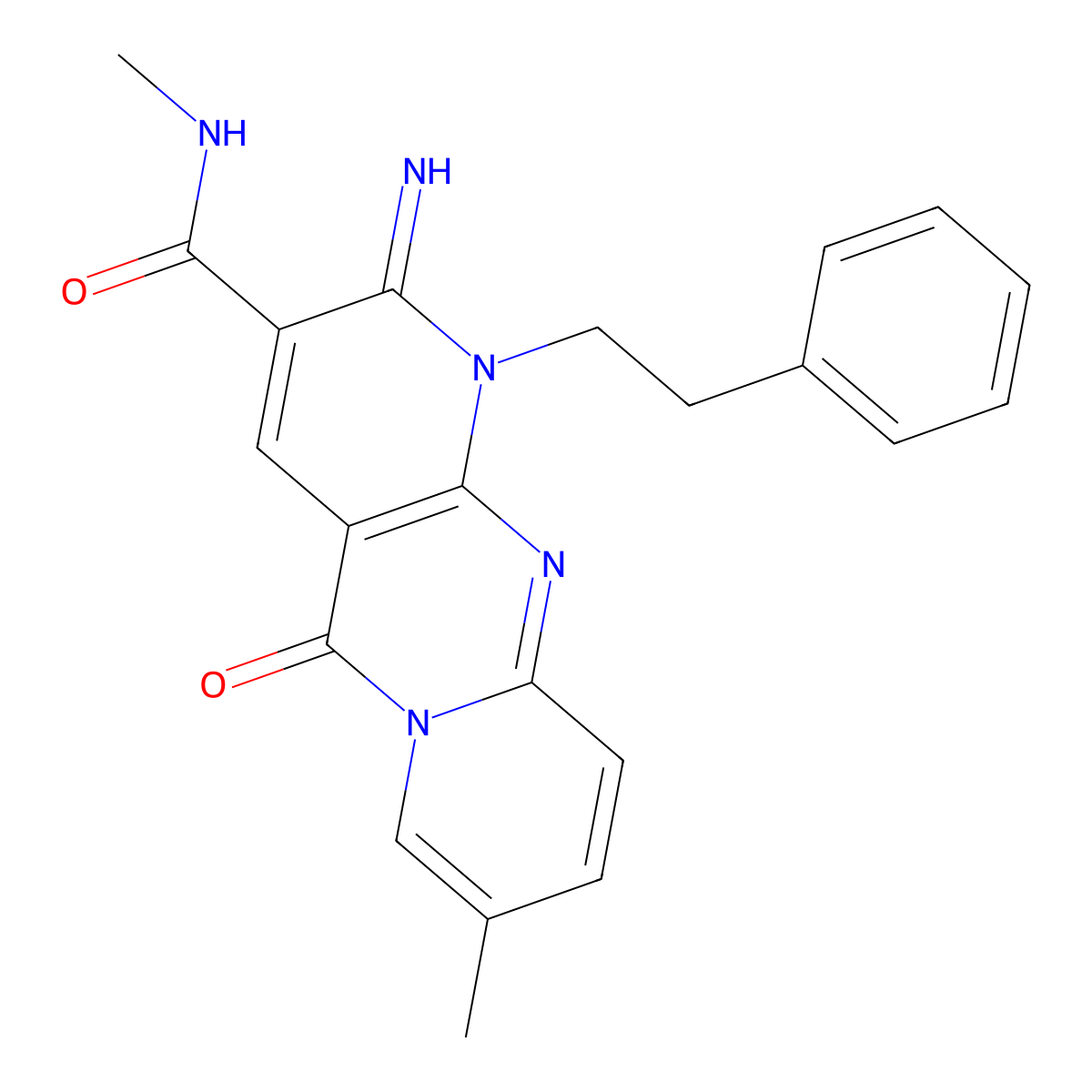 6-imino-N,13-dimethyl-2-oxo-7-(2-phenylethyl)-1,7,9-triazatricyclo[8.4.0.0^{3,8}]tetradeca-3(8),4,9,11,13-pentaene-5-carboxamide molecular structure, CAS 797814-57-4