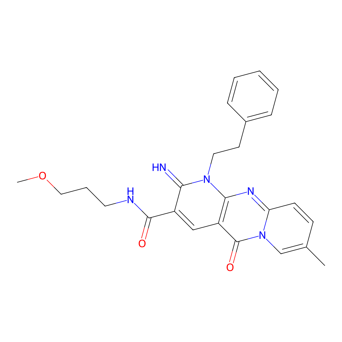 2-imino-N-(3-methoxypropyl)-8-methyl-5-oxo-1-(2-phenylethyl)-1,5-dihydro-2H-dipyrido[1,2-a:2',3'-d]pyrimidine-3-carboxamide molecular structure, CAS 797814-60-9