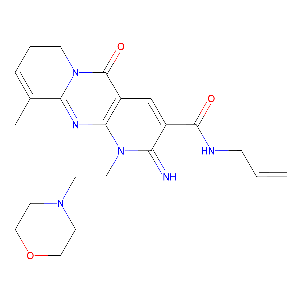 6-imino-11-methyl-7-[2-(morpholin-4-yl)ethyl]-2-oxo-N-(prop-2-en-1-yl)-1,7,9-triazatricyclo[8.4.0.0^{3,8}]tetradeca-3(8),4,9,11,13-pentaene-5-carboxamide molecular structure, CAS 797814-64-3