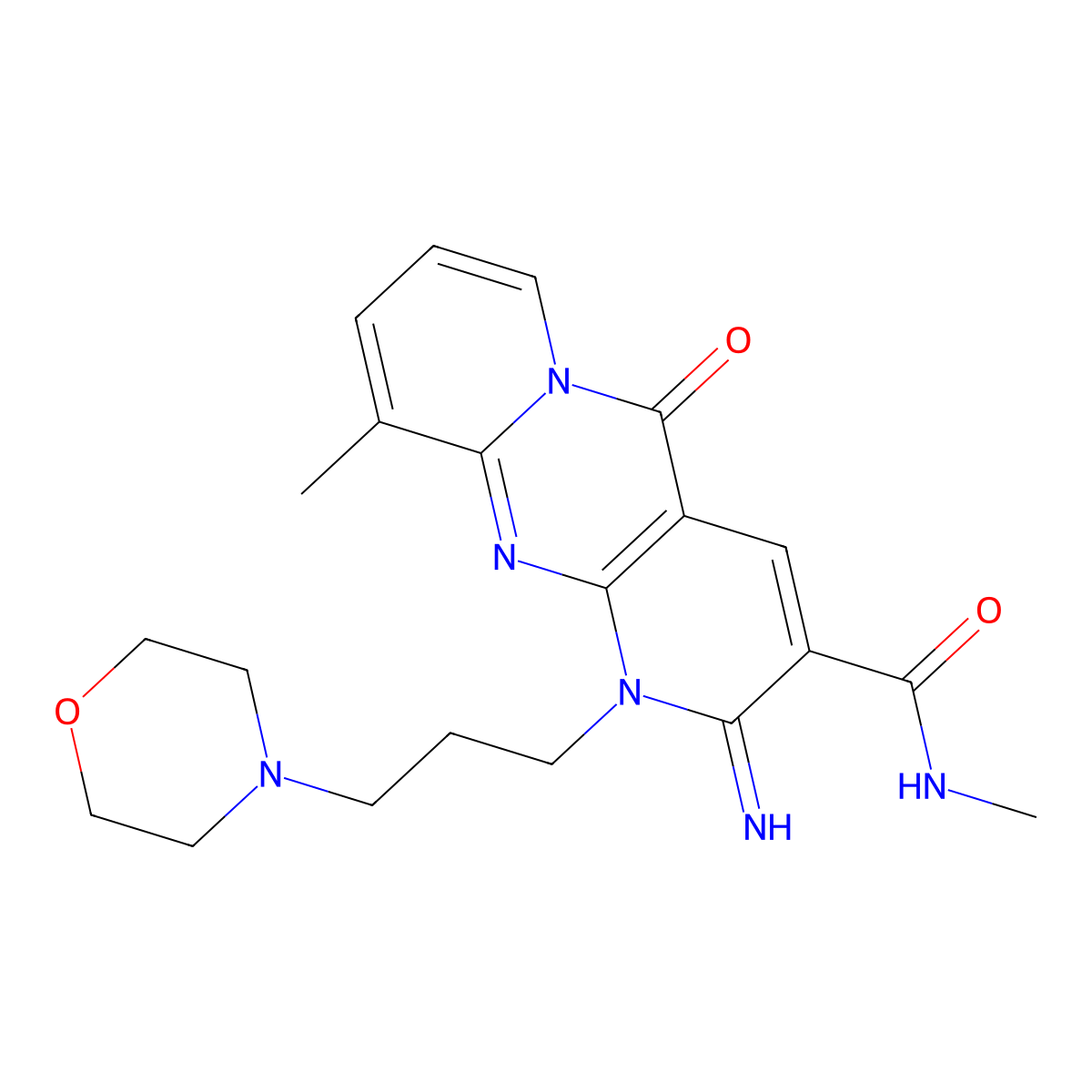 2-imino-N,10-dimethyl-1-[3-(morpholin-4-yl)propyl]-5-oxo-1,5-dihydro-2H-dipyrido[1,2-a:2',3'-d]pyrimidine-3-carboxamide molecular structure, CAS 797814-65-4