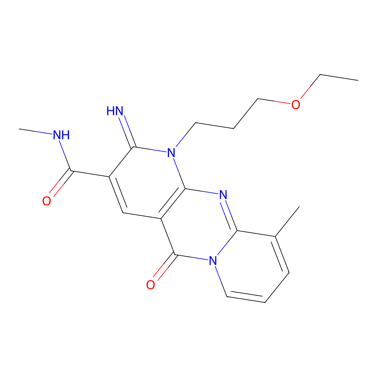 1-(3-ethoxypropyl)-2-imino-N,10-dimethyl-5-oxo-1,5-dihydro-2H-dipyrido[1,2-a:2',3'-d]pyrimidine-3-carboxamide molecular structure, CAS 797814-77-8