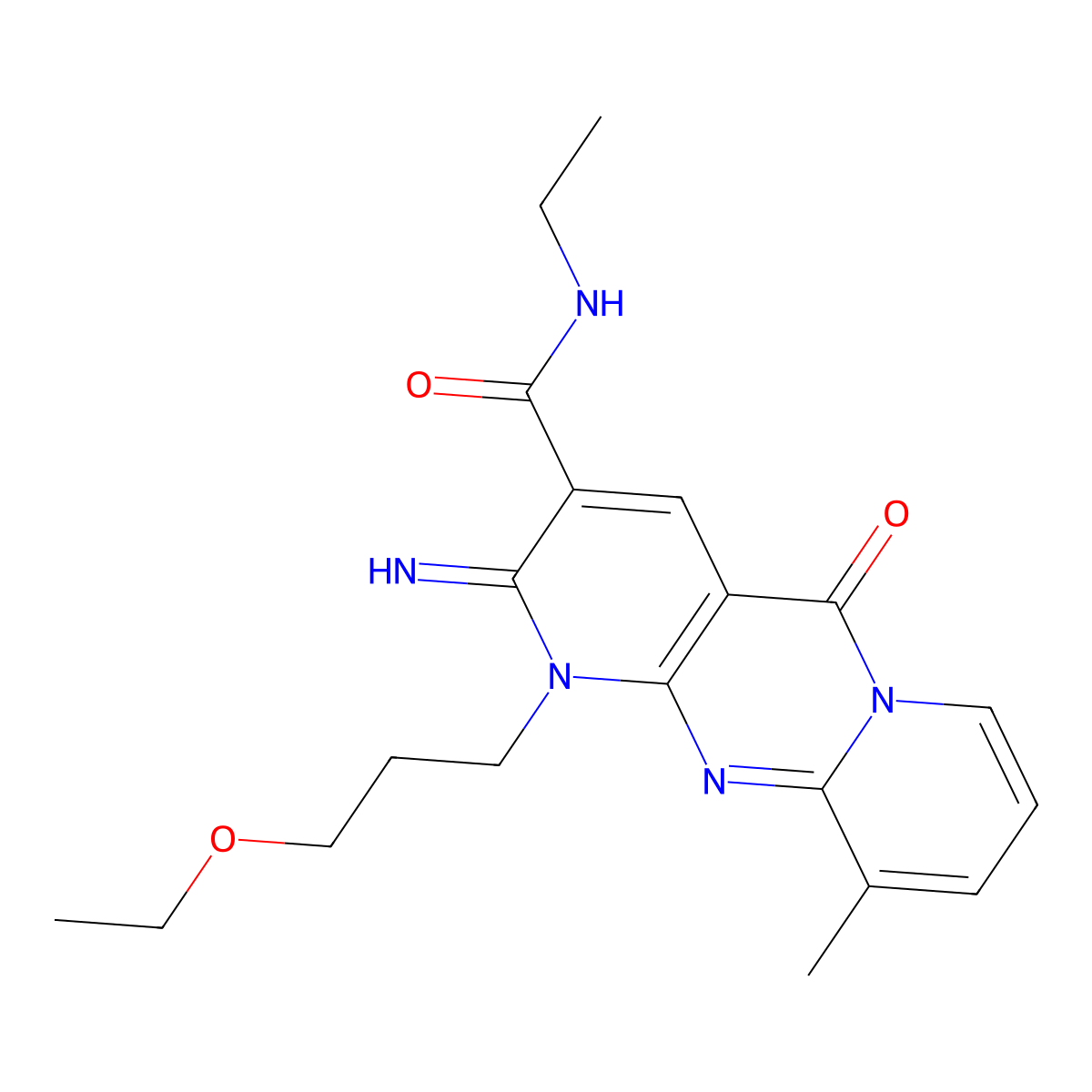 7-(3-ethoxypropyl)-N-ethyl-6-imino-11-methyl-2-oxo-1,7,9-triazatricyclo[8.4.0.0^{3,8}]tetradeca-3(8),4,9,11,13-pentaene-5-carboxamide molecular structure, CAS 797814-78-9