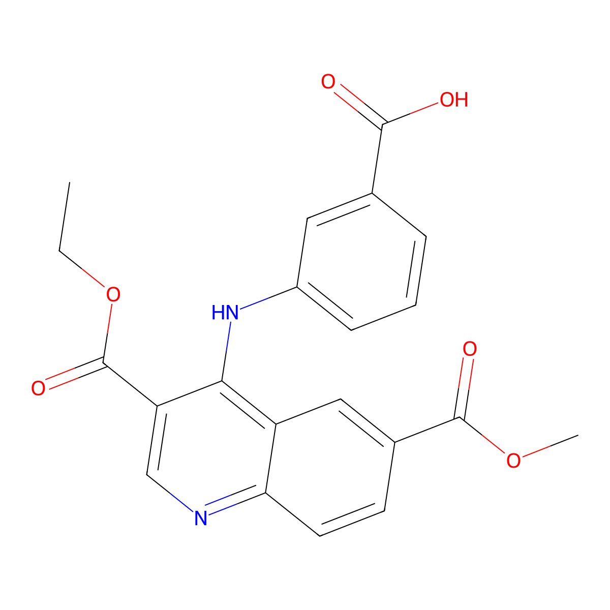 3-{[3-(Ethoxycarbonyl)-6-(methoxycarbonyl)-4-quinolyl]amino}benzoic acid molecular structure, CAS 797814-99-4