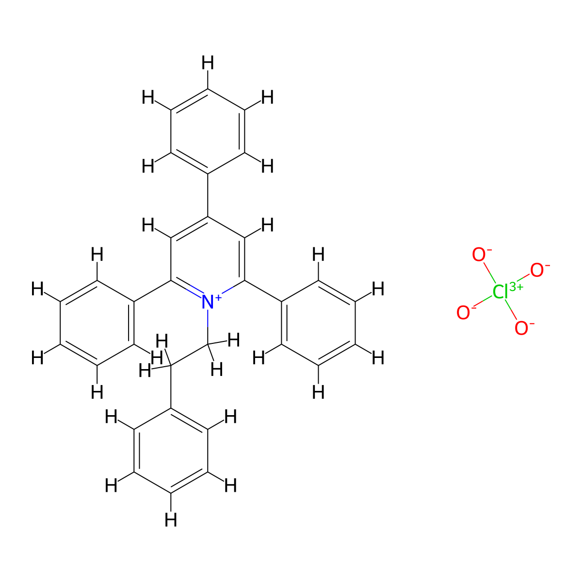 2,4,6-Triphenyl-1-(2-phenylethyl)pyridin-1-ium perchlorate molecular structure, CAS 79782-89-1