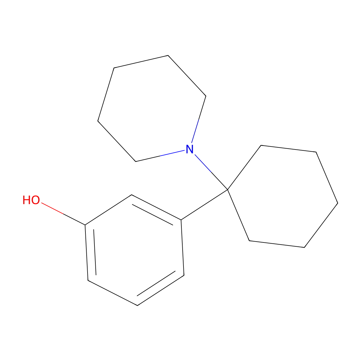 3-(1-(1-Piperidinyl)cyclohexyl)phenol molecular structure, CAS 79787-43-2