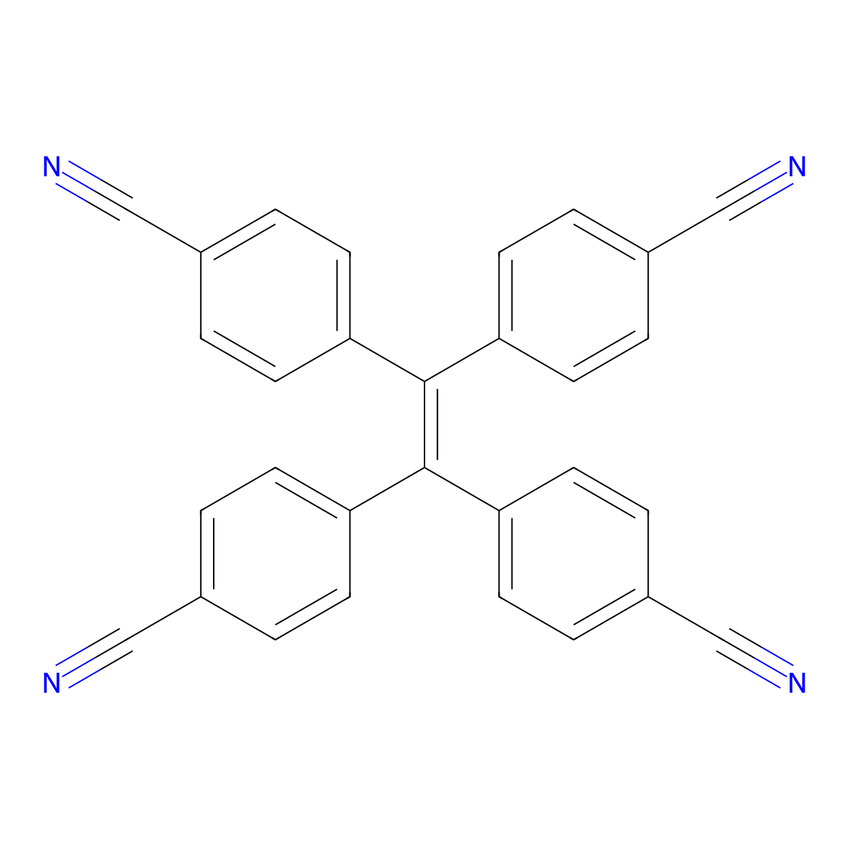 Tetrakis(4-cyanophenyl)ethylene molecular structure, CAS 79802-71-4