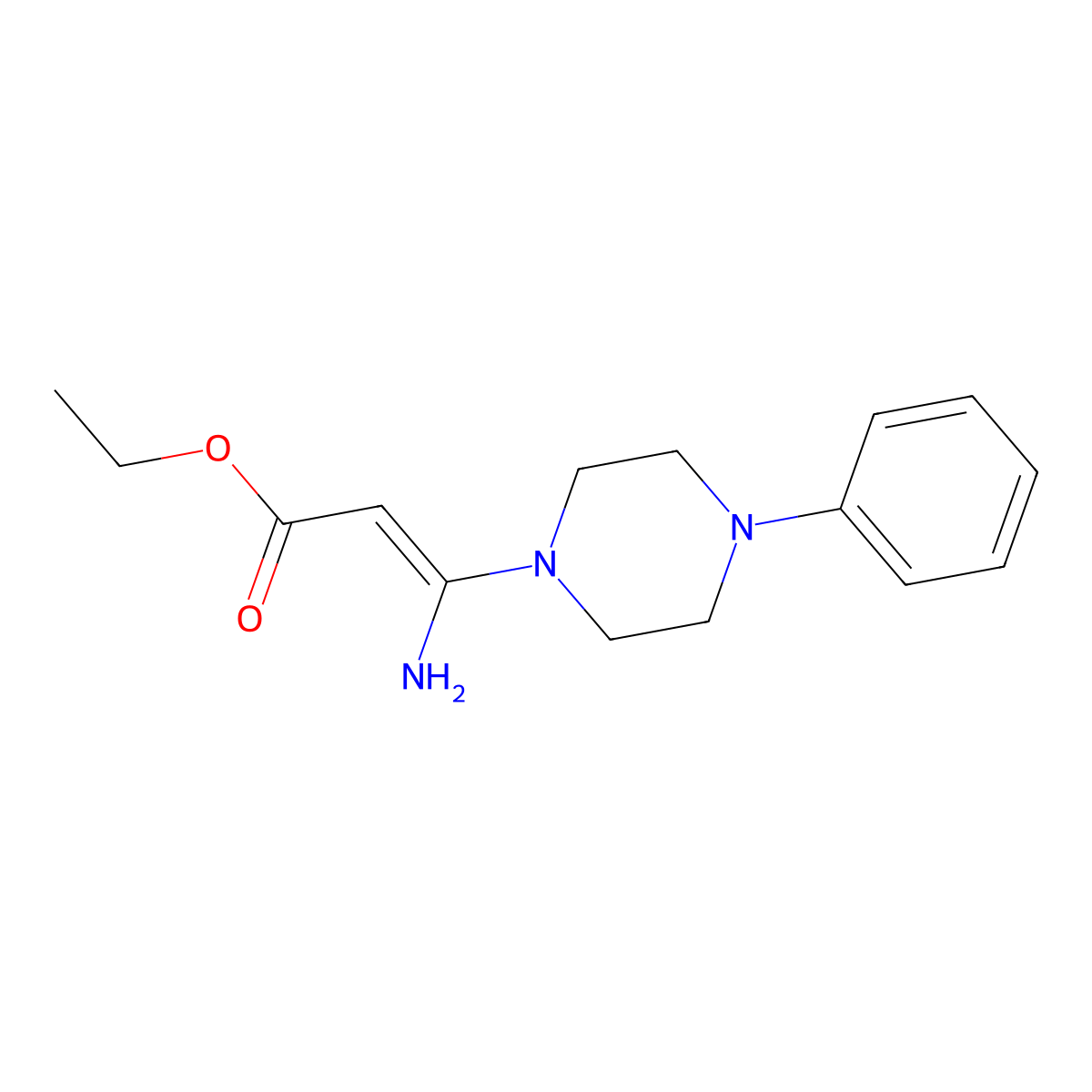 Ethyl 3-amino-3-(4-phenylpiperazino)acrylate molecular structure, CAS 79823-34-0