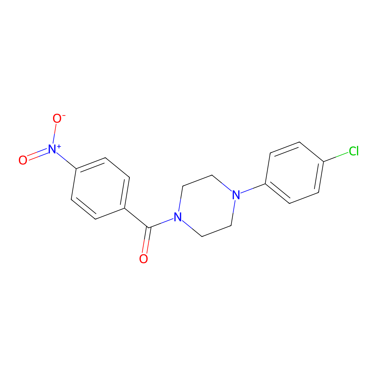 [4-(4-Chlorophenyl)piperazin-1-yl]-(4-nitrophenyl)methanone molecular structure, CAS 79834-42-7