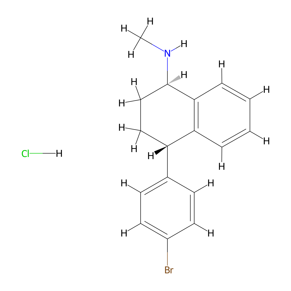(1R,4S)-4-(4-Bromophenyl)-N-methyl-1,2,3,4-tetrahydronaphthalen-1-amine;hydrochloride molecular structure, CAS 79836-56-9
