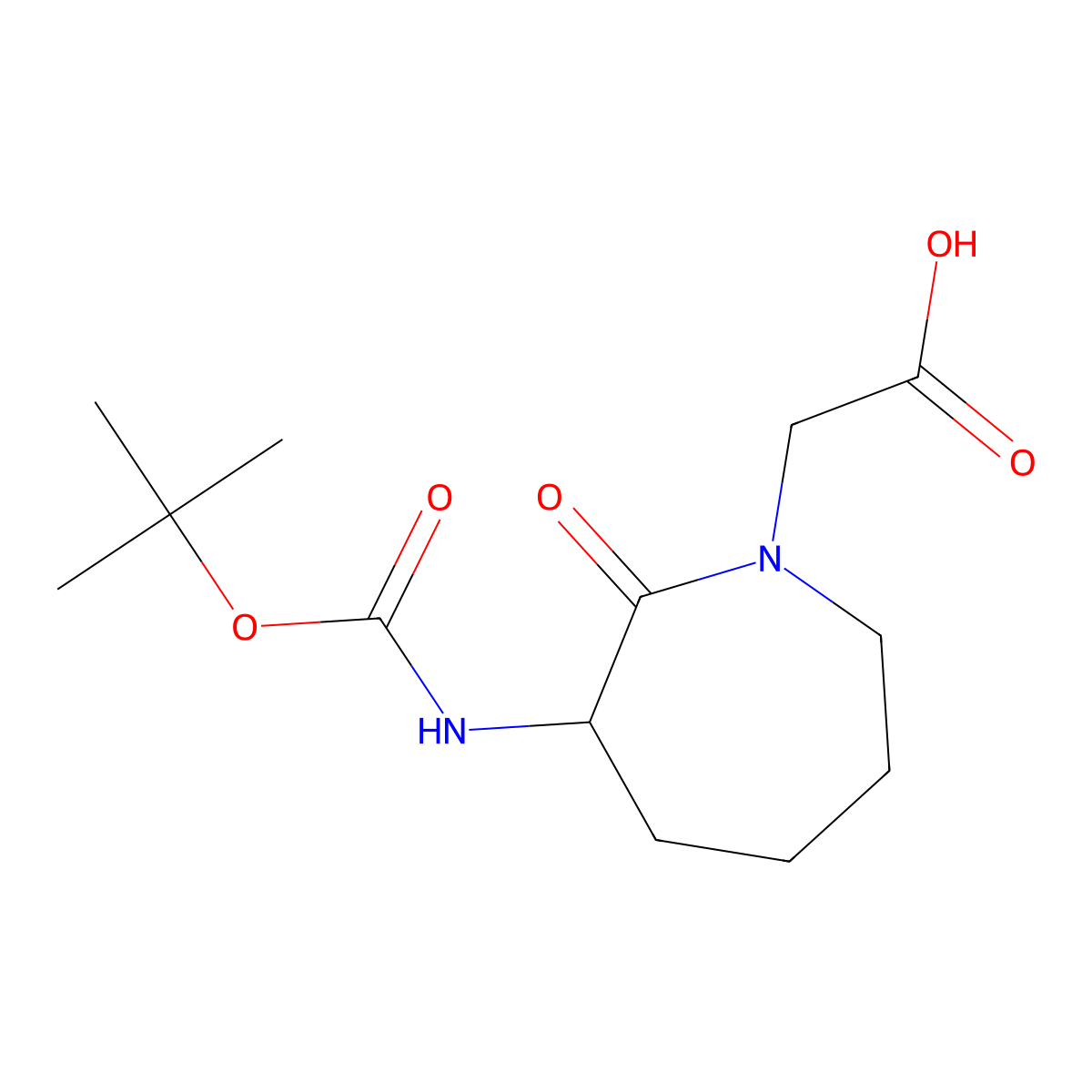 (S)-2-(3-((tert-Butoxycarbonyl)amino)-2-oxoazepan-1-yl)acetic acid molecular structure, CAS 79839-29-5