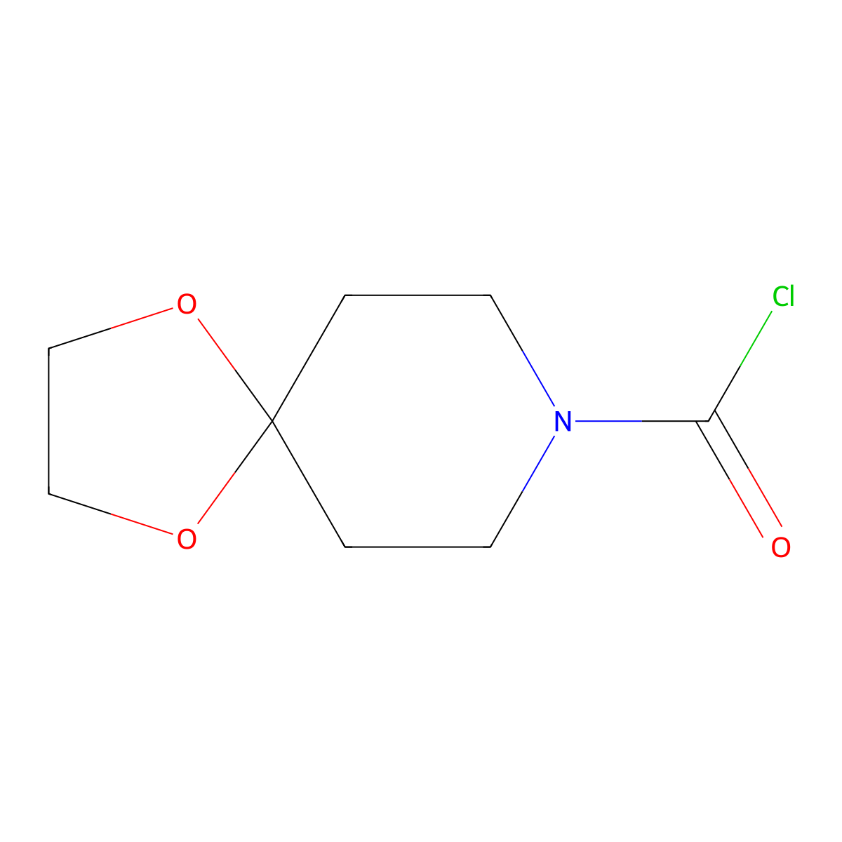 1,4-Dioxa-8-azaspiro[4.5]decane-8-carbonyl chloride molecular structure, CAS 798533-43-4