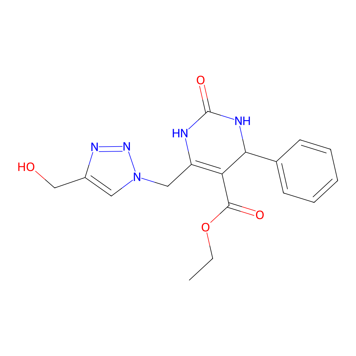 ethyl 6-{[4-(hydroxymethyl)-1H-1,2,3-triazol-1-yl]methyl}-2-oxo-4-phenyl-1,2,3,4-tetrahydropyrimidine-5-carboxylate molecular structure, CAS 798550-87-5