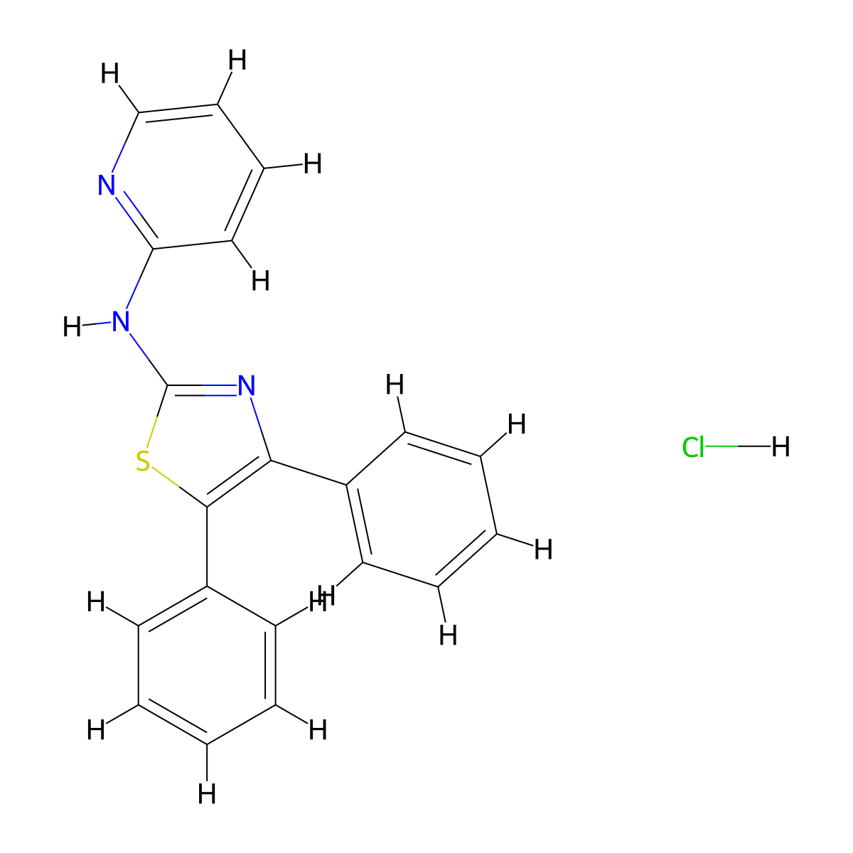 (3,4-Diphenyl(2,5-thiazolyl))-2-pyridylamine, hydrochloride molecular structure, CAS 798558-44-8