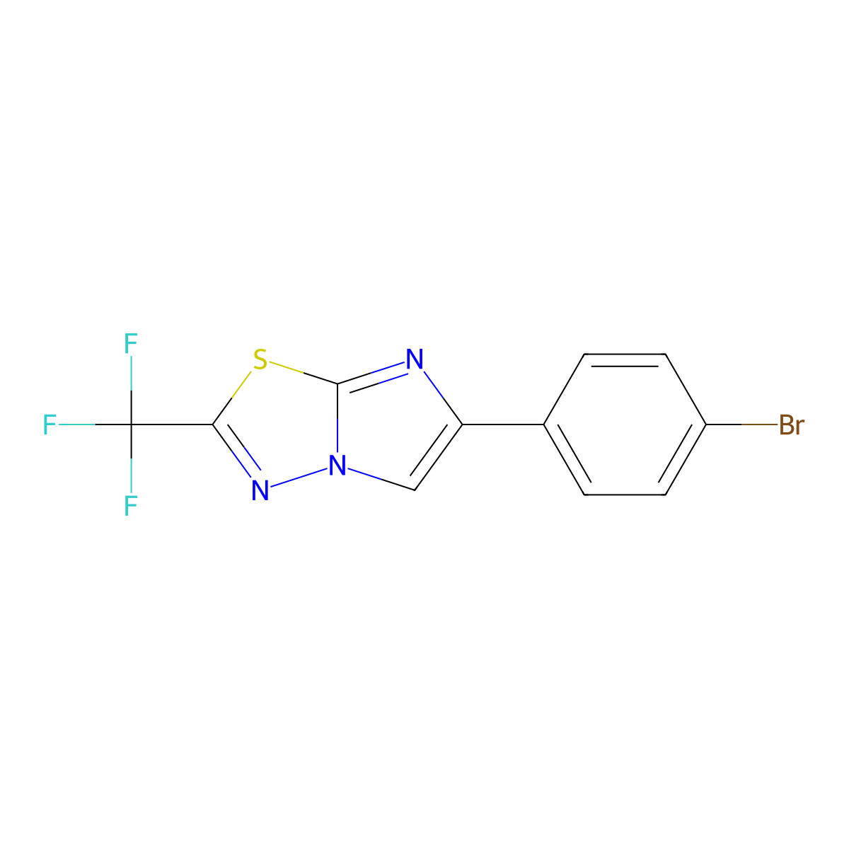 6-(4-Bromophenyl)-2-(trifluoromethyl)imidazo(2,1-b)(1,3,4)thiadiazole molecular structure, CAS 798573-44-1