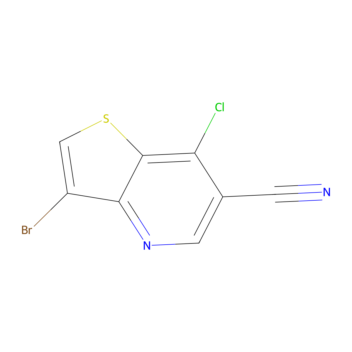 3-Bromo-7-chlorothieno[3,2-b]pyridine-6-carbonitrile molecular structure, CAS 798574-82-0