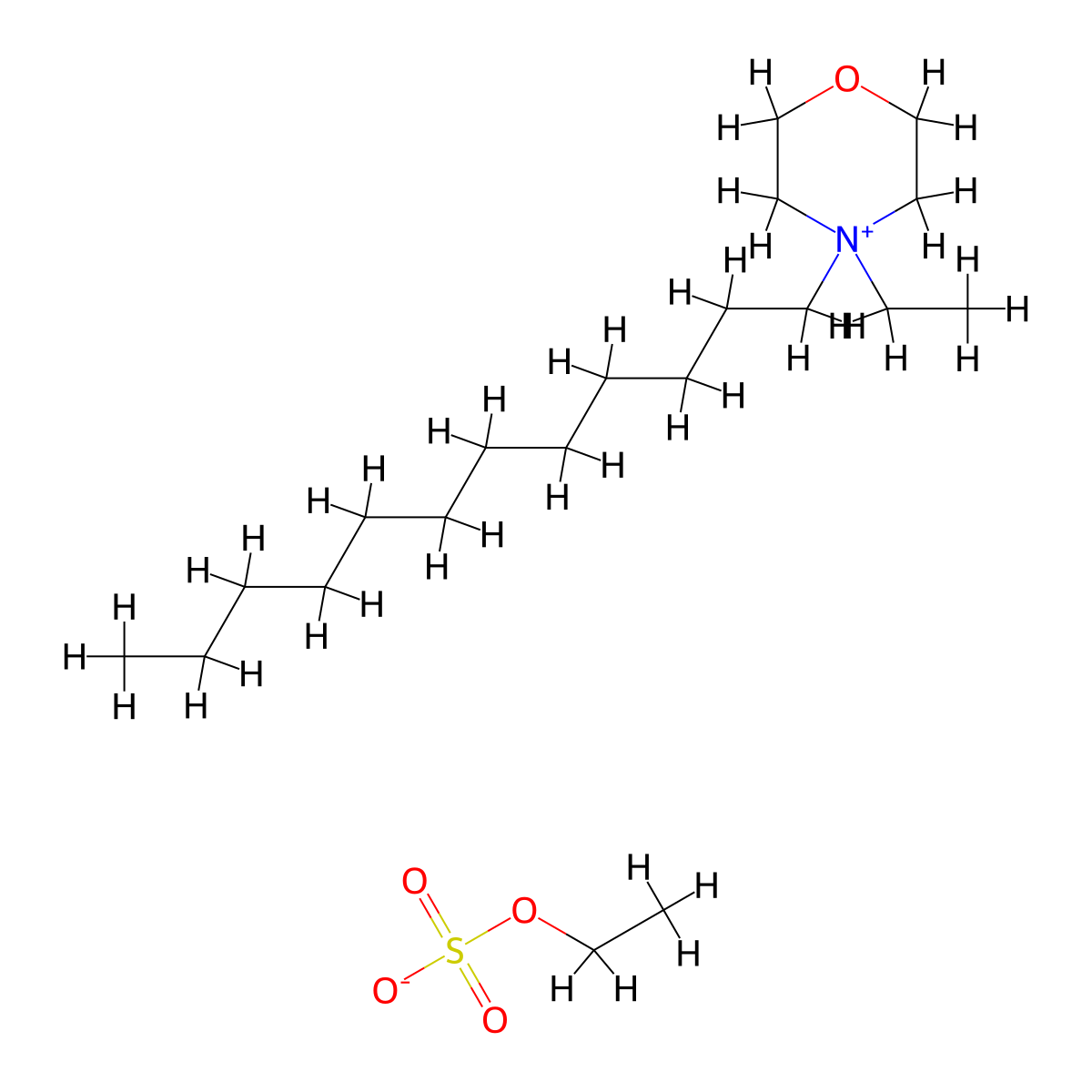 Morpholinium, 4-dodecyl-4-ethyl-, ethyl sulfate (1:1) molecular structure, CAS 79863-58-4