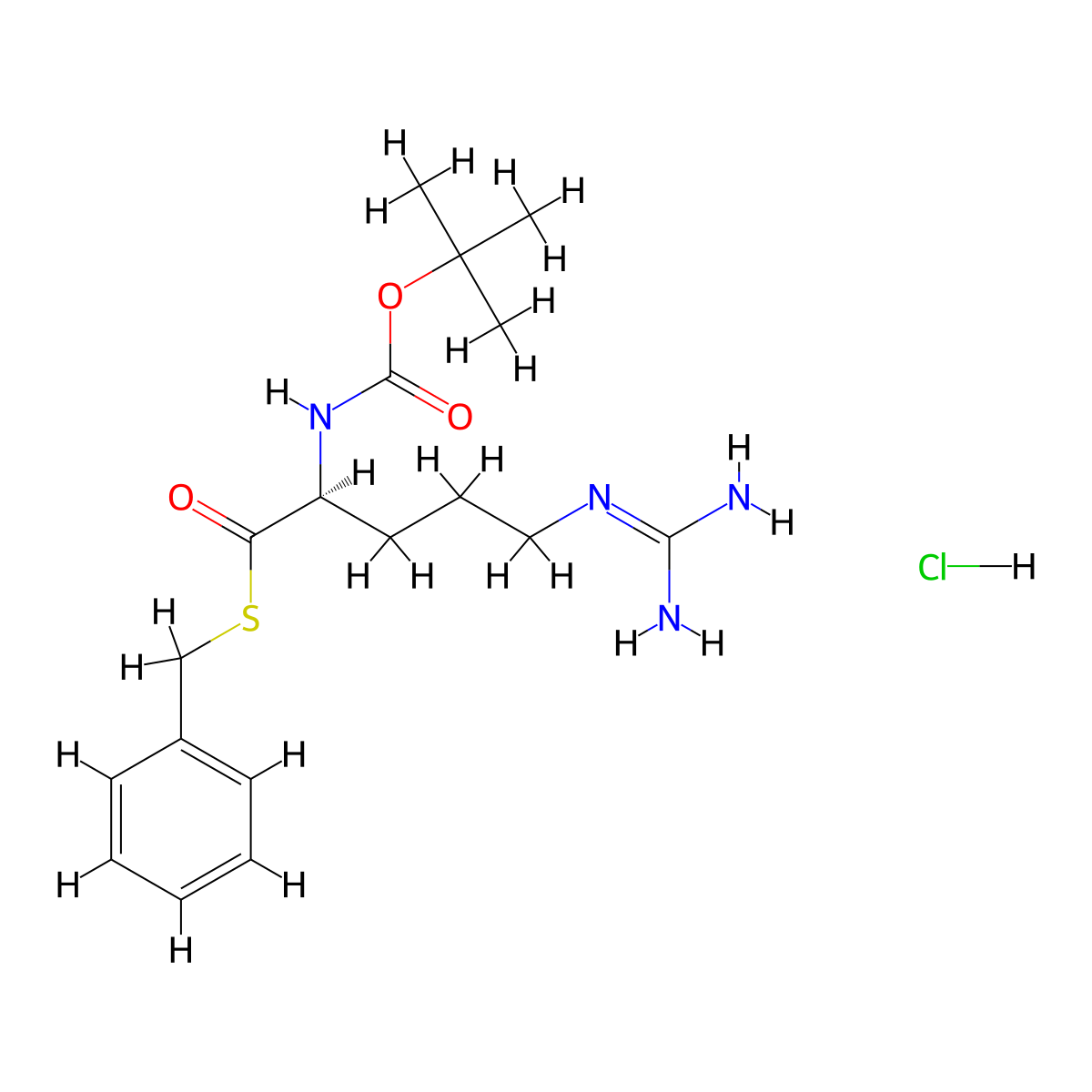 N-alpha-(t-Butoxycarbonyl)-L-arginine thiobenzyl ester hydrochloride molecular structure, CAS 79864-22-5