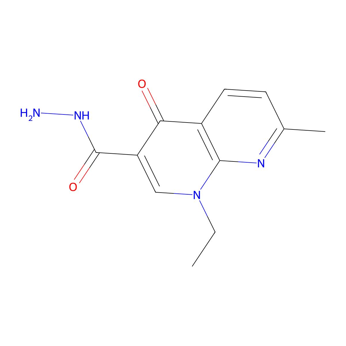 1-Ethyl-7-methyl-4-oxo-1,4-dihydro-1,8-naphthyridine-3-carbohydrazide molecular structure, CAS 79878-27-6