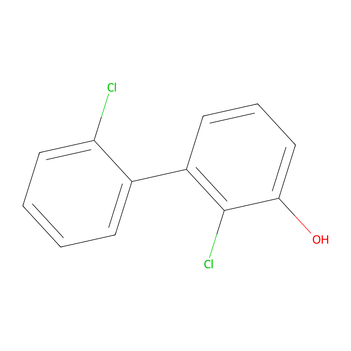 2-Chloro-3-(2-chlorophenyl)phenol molecular structure, CAS 79881-35-9