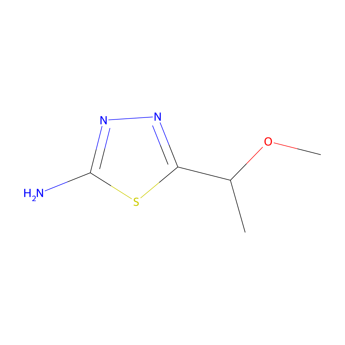 5-(1-Methoxyethyl)-1,3,4-thiadiazol-2-amine molecular structure, CAS 79885-43-1