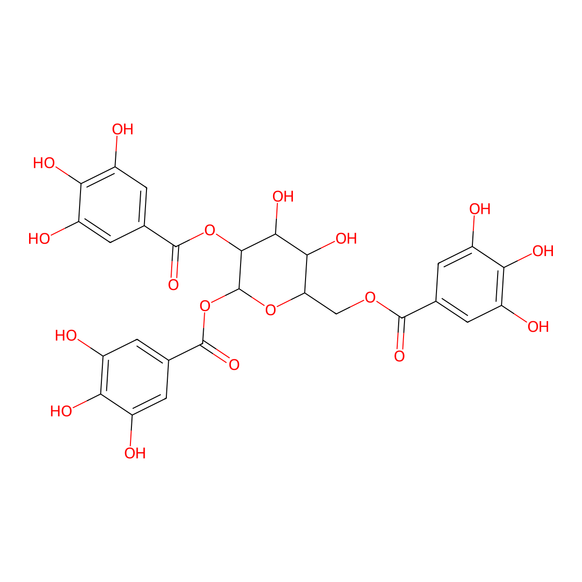 1,2,6-Tri-O-Galloyl-Beta-D-Glucose molecular structure, CAS 79886-49-0
