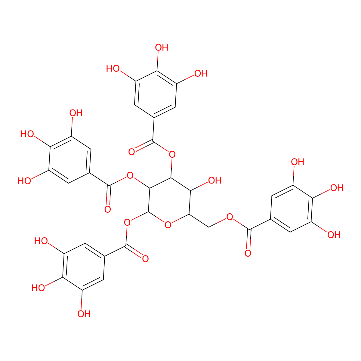 1,2,3,6-Tetra-O-Galloyl-Beta-D-Glucose molecular structure, CAS 79886-50-3