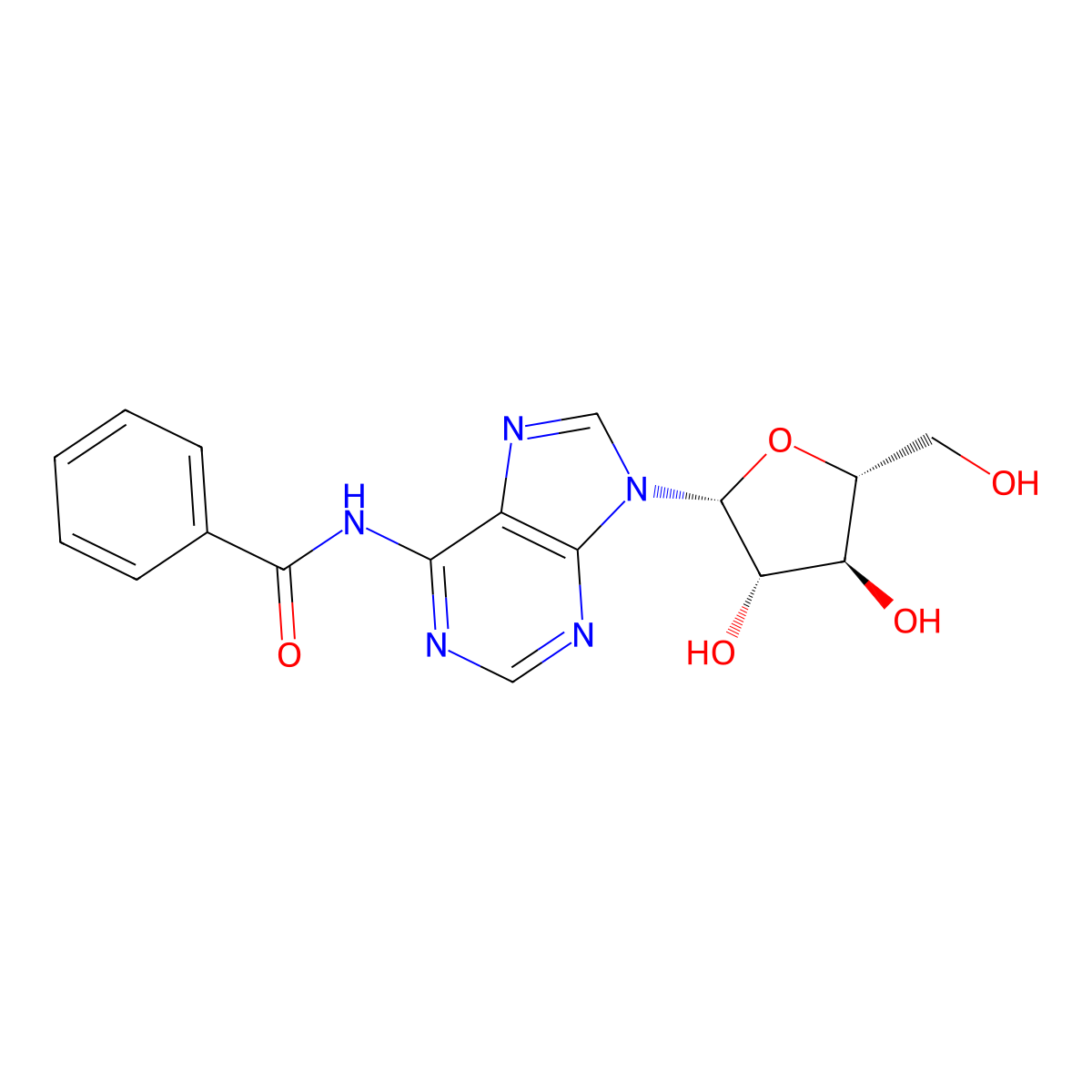 9-(b-D-Arabinofuranosyl)-N6-benzoyladenine molecular structure, CAS 79896-97-2