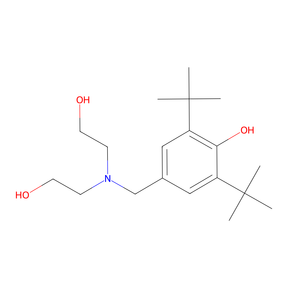 4-[[Bis(2-hydroxyethyl)amino]methyl]-2,6-ditert-butylphenol molecular structure, CAS 799-25-7