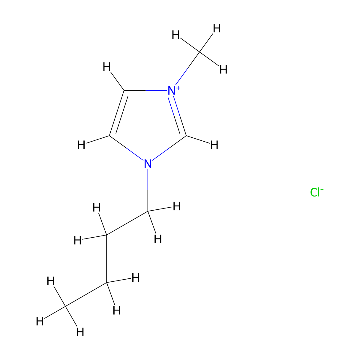 1-Butyl-3-methylimidazolium chloride molecular structure, CAS 79917-90-1