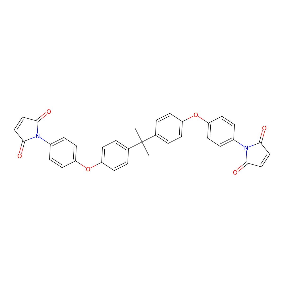 1H-Pyrrole-2,5-dione, 1,1'-[(1-methylethylidene)bis(4,1-phenyleneoxy-4,1-phenylene)]bis- molecular structure, CAS 79922-55-7