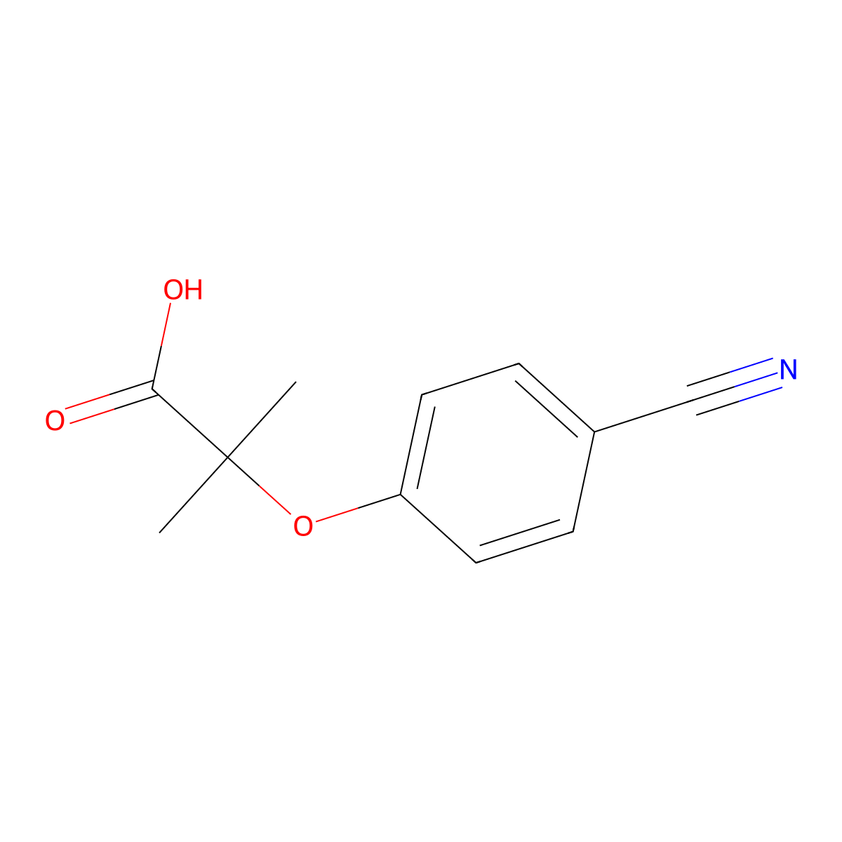 2-(4-Cyanophenoxy)-2-methylpropanoic acid molecular structure, CAS 79925-16-9