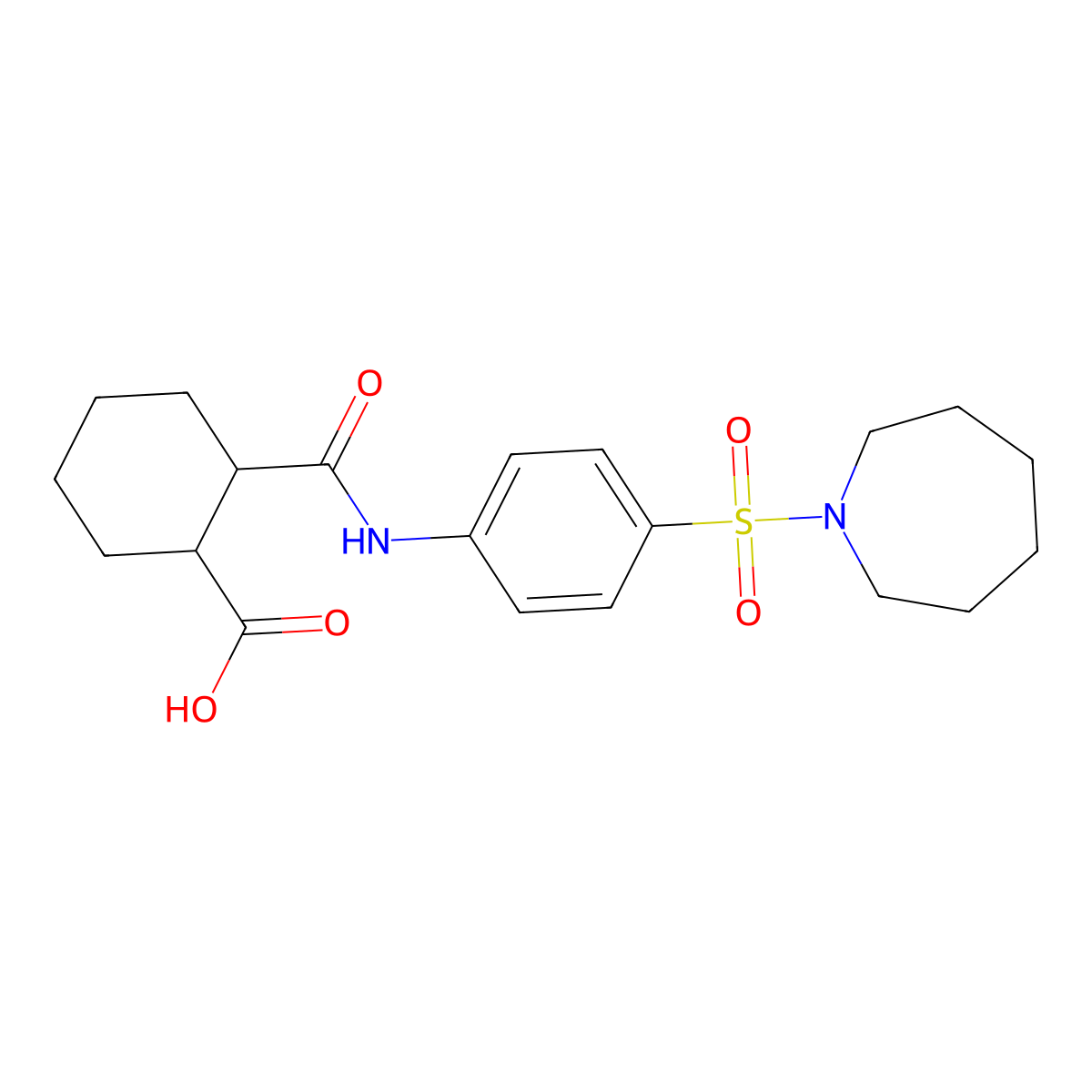 2-[4-(Azepane-1-sulfonyl)-phenylcarbamoyl]-cyclohexanecarboxylic acid molecular structure, CAS 799250-49-0