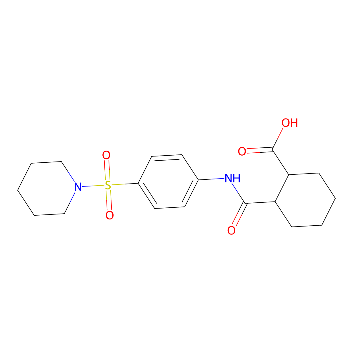 2-((4-(Piperidin-1-ylsulfonyl)phenyl)carbamoyl)cyclohexanecarboxylic acid molecular structure, CAS 799250-51-4