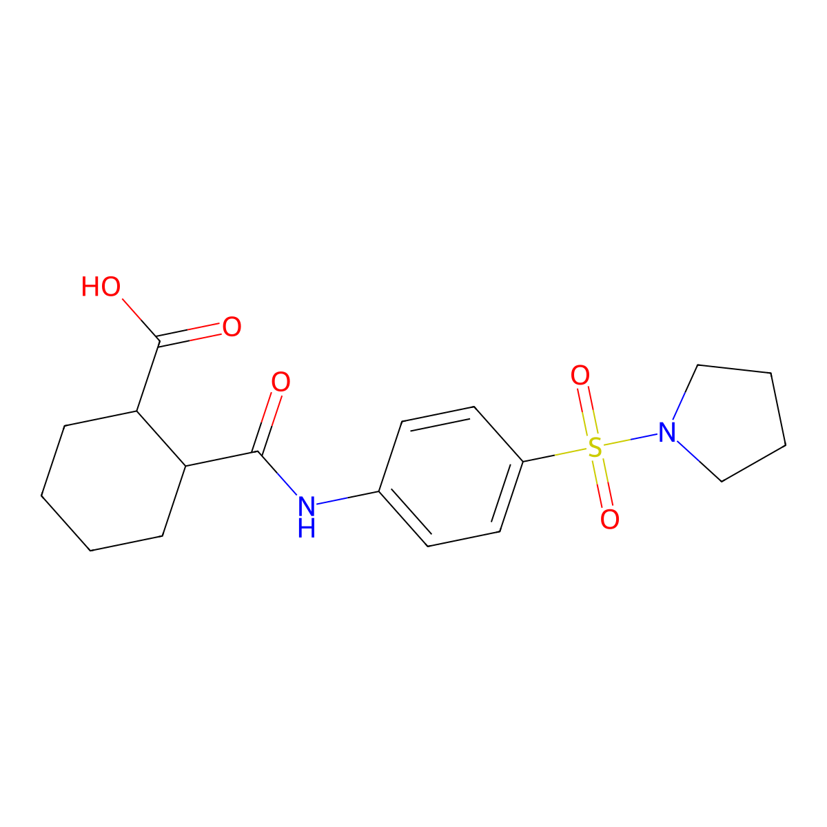 2-((4-(Pyrrolidin-1-ylsulfonyl)phenyl)carbamoyl)cyclohexanecarboxylic acid molecular structure, CAS 799250-52-5