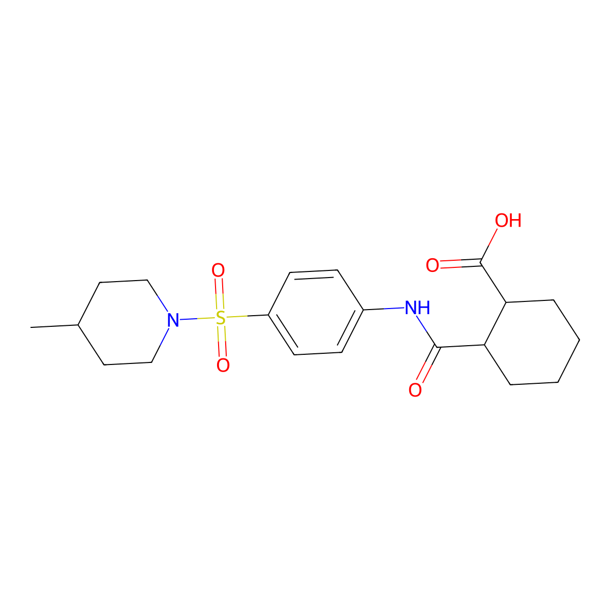 2-[4-(4-Methyl-piperidine-1-sulfonyl)-phenylcarbamoyl]-cyclohexanecarboxylic acid molecular structure, CAS 799250-53-6