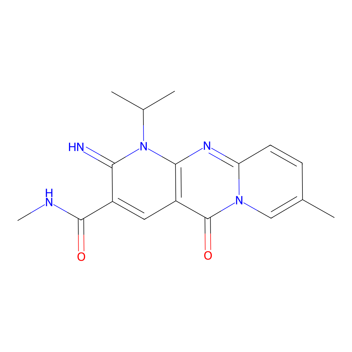 2-imino-N,8-dimethyl-5-oxo-1-propan-2-yl-3-dipyrido[1,2-d:3',4'-f]pyrimidinecarboxamide molecular structure, CAS 799251-03-9