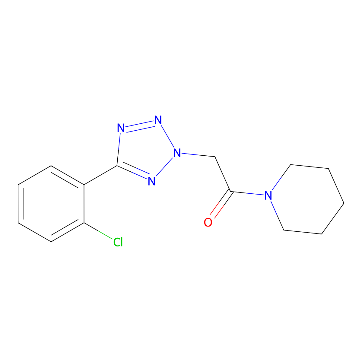 2-[5-(2-Chlorophenyl)tetrazol-2-yl]-1-piperidin-1-ylethanone molecular structure, CAS 799251-24-4
