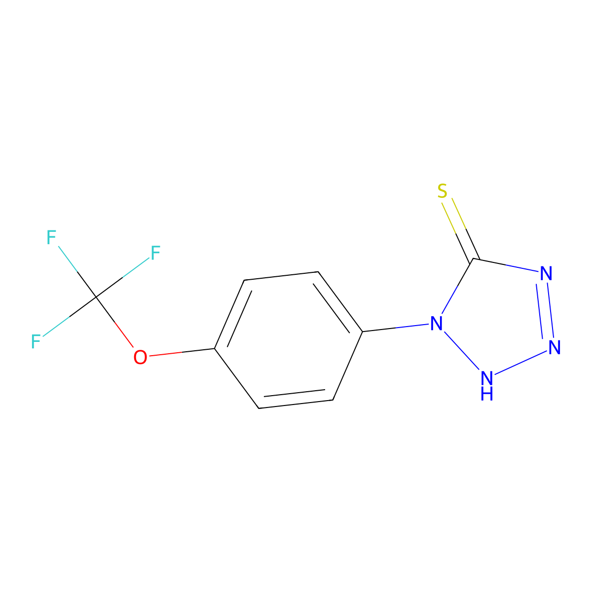 1-[4-(trifluoromethoxy)phenyl]-1H-tetrazole-5-thiol molecular structure, CAS 799251-42-6