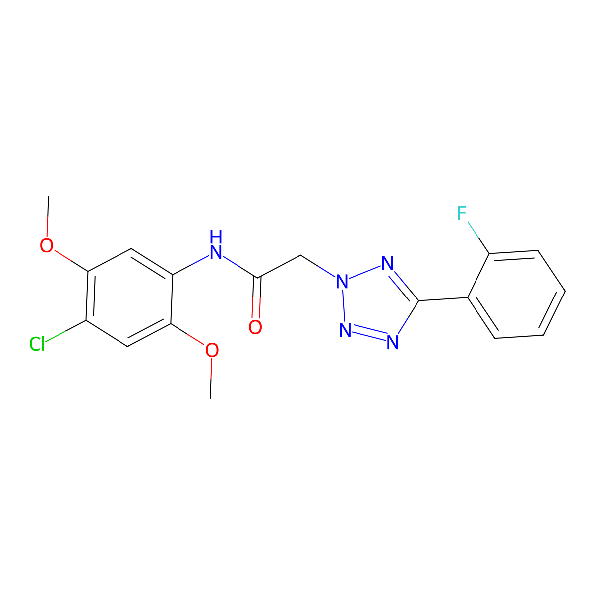 N-(4-chloro-2,5-dimethoxyphenyl)-2-[5-(2-fluorophenyl)-2H-tetrazol-2-yl]acetamide molecular structure, CAS 799251-43-7