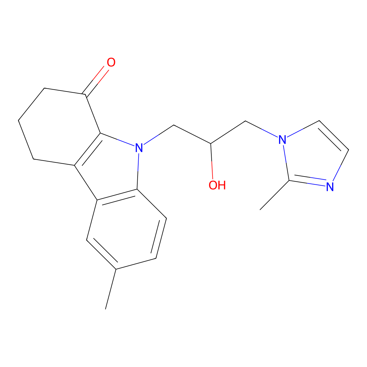 9-(2-hydroxy-3-(2-methyl-1H-imidazol-1-yl)propyl)-6-methyl-2,3,4,9-tetrahydro-1H-carbazol-1-one molecular structure, CAS 799252-02-1