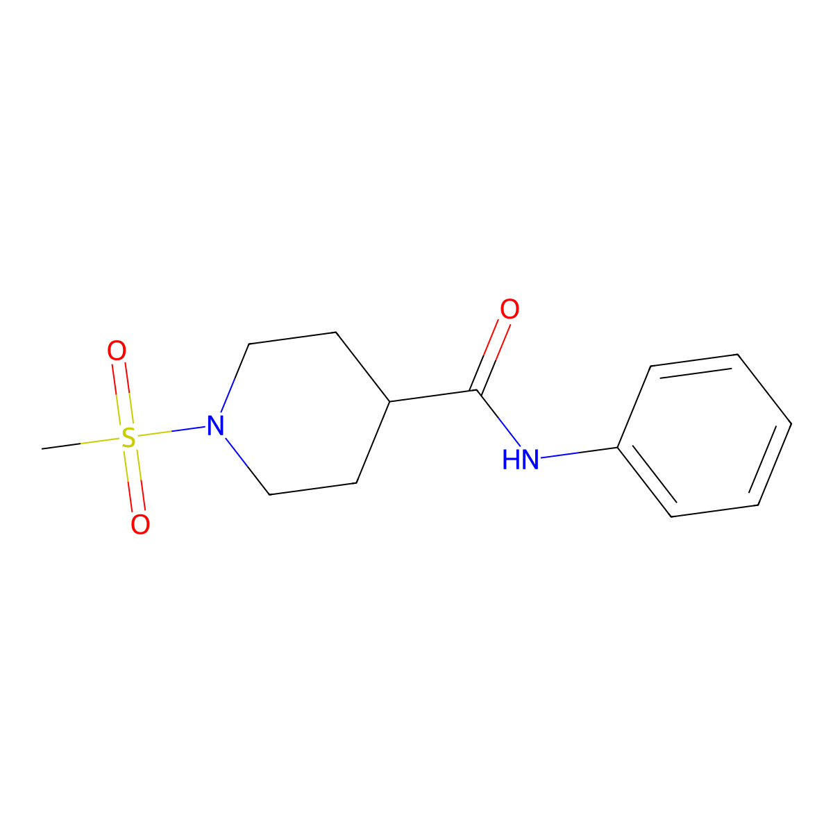 1-(methylsulfonyl)-N-phenylpiperidine-4-carboxamide molecular structure, CAS 799252-45-2