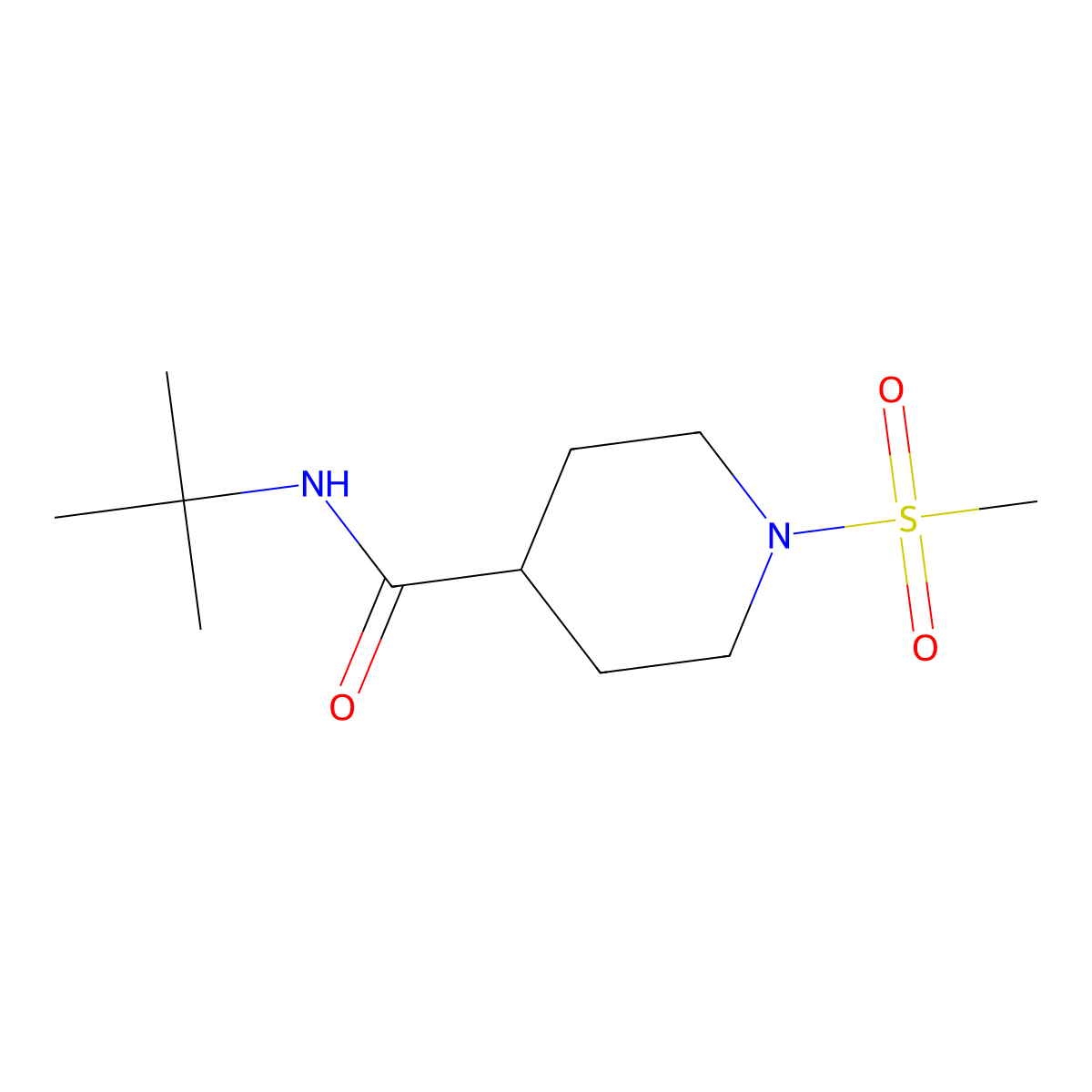 n-(Tert-butyl)-1-(methylsulfonyl)piperidine-4-carboxamide molecular structure, CAS 799252-46-3