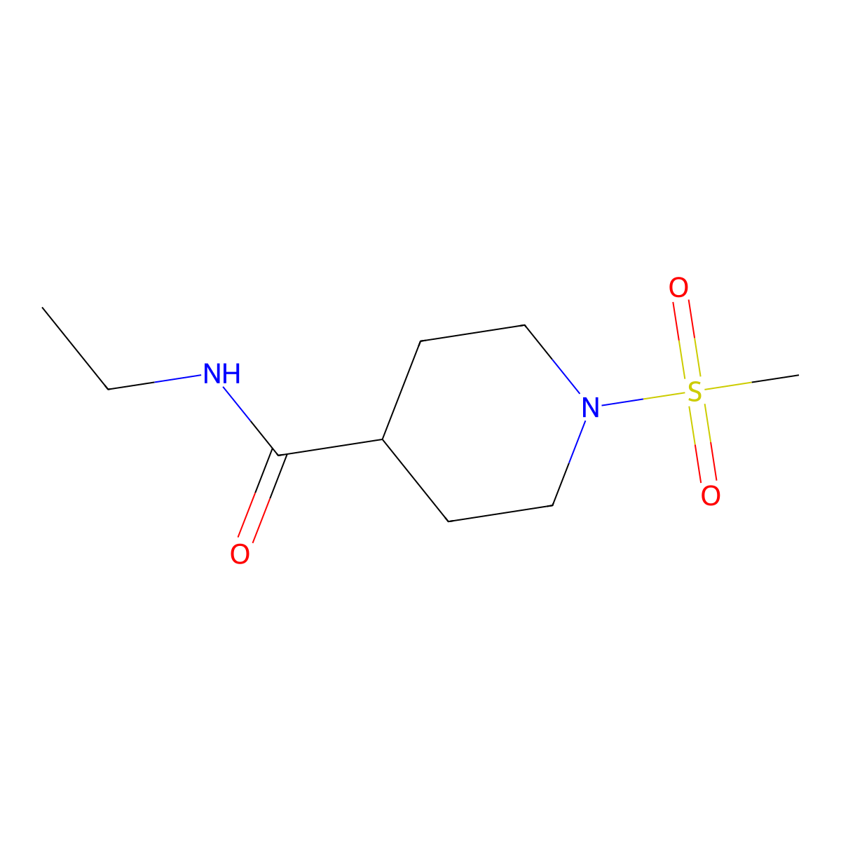 N-ethyl-1-(methylsulfonyl)piperidine-4-carboxamide molecular structure, CAS 799252-47-4