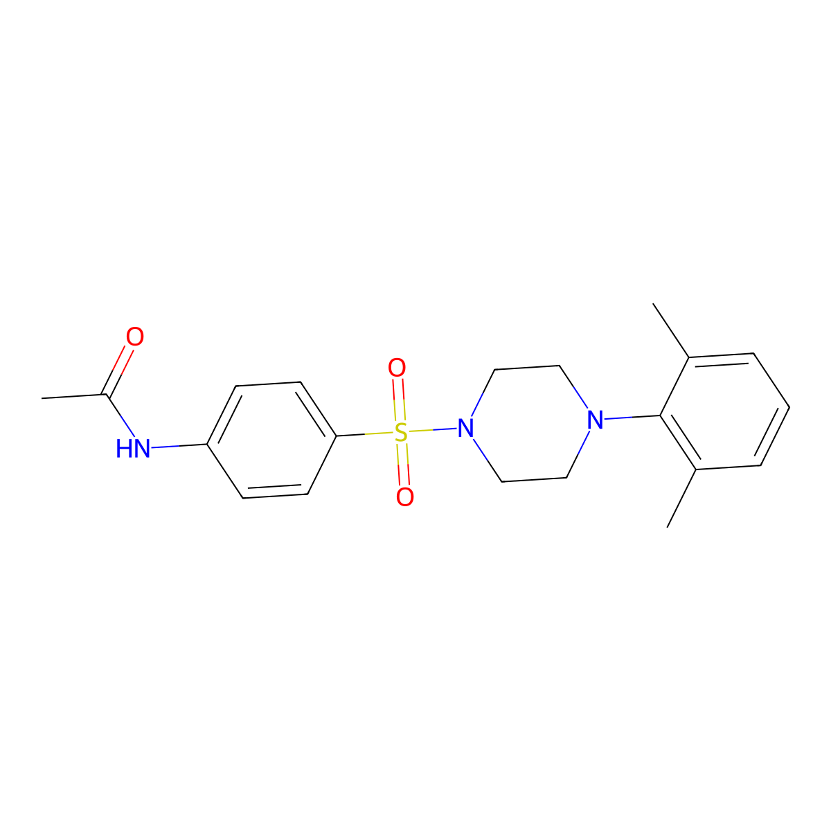 N-(4-{[4-(2,6-dimethylphenyl)piperazin-1-yl]sulfonyl}phenyl)acetamide molecular structure, CAS 799252-61-2