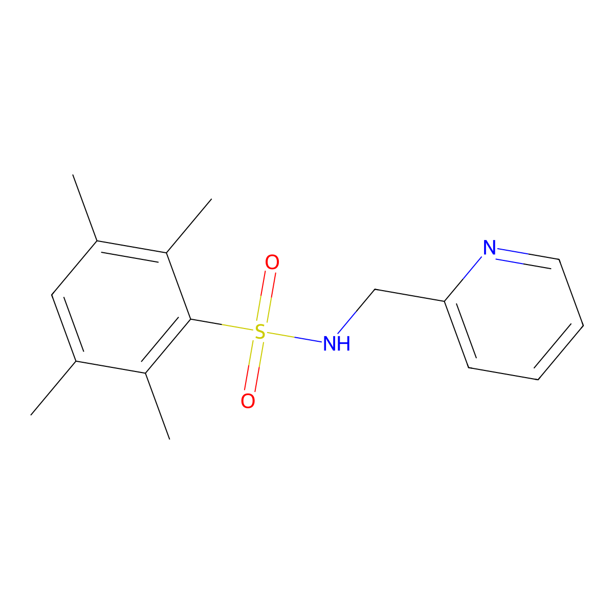 2,3,5,6-tetramethyl-N-(2-pyridinylmethyl)benzenesulfonamide molecular structure, CAS 799252-62-3