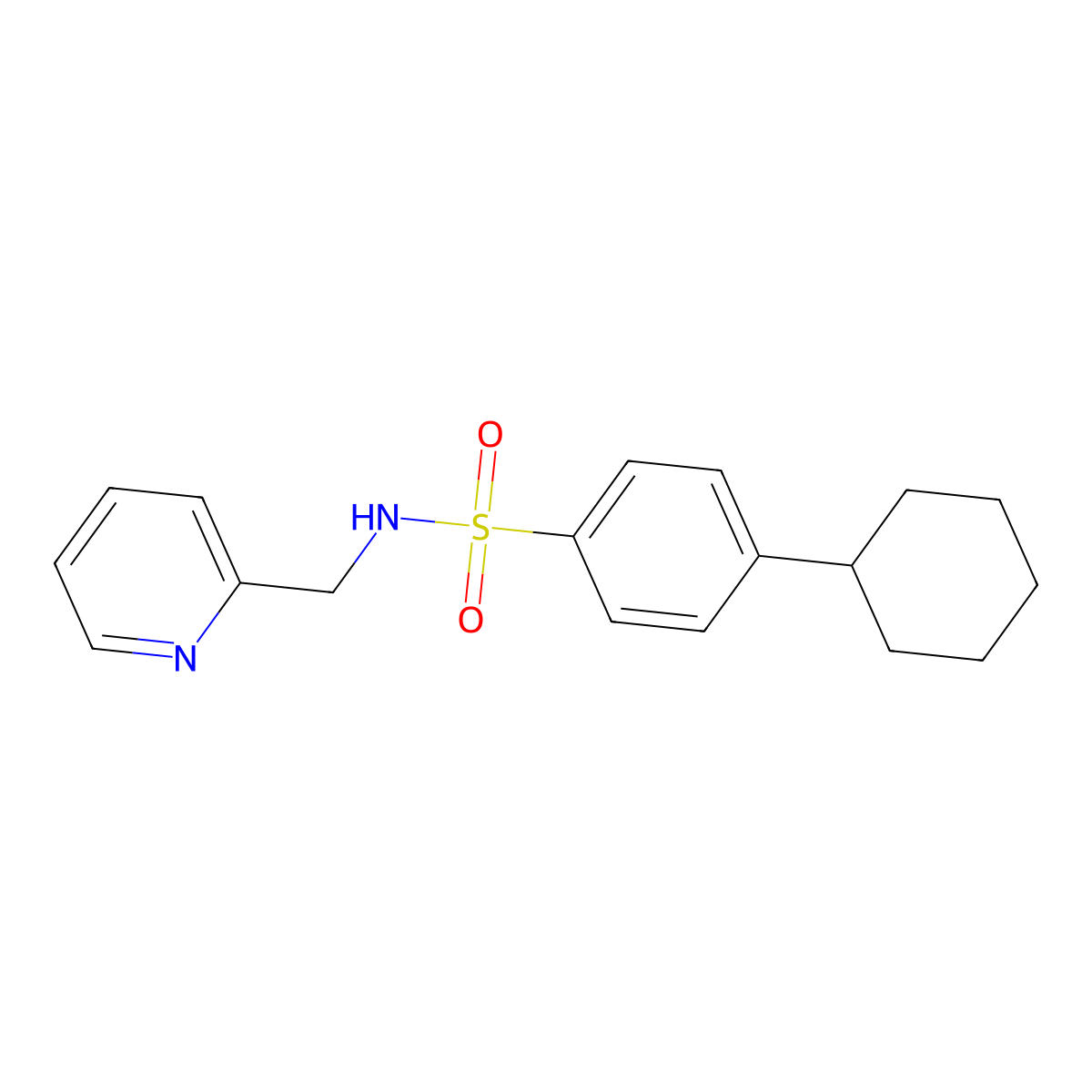 4-cyclohexyl-N-(pyridin-2-ylmethyl)benzenesulfonamide molecular structure, CAS 799252-63-4