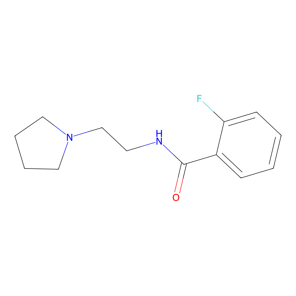 2-fluoro-N-(2-pyrrolidin-1-ylethyl)benzamide molecular structure, CAS 799252-78-1