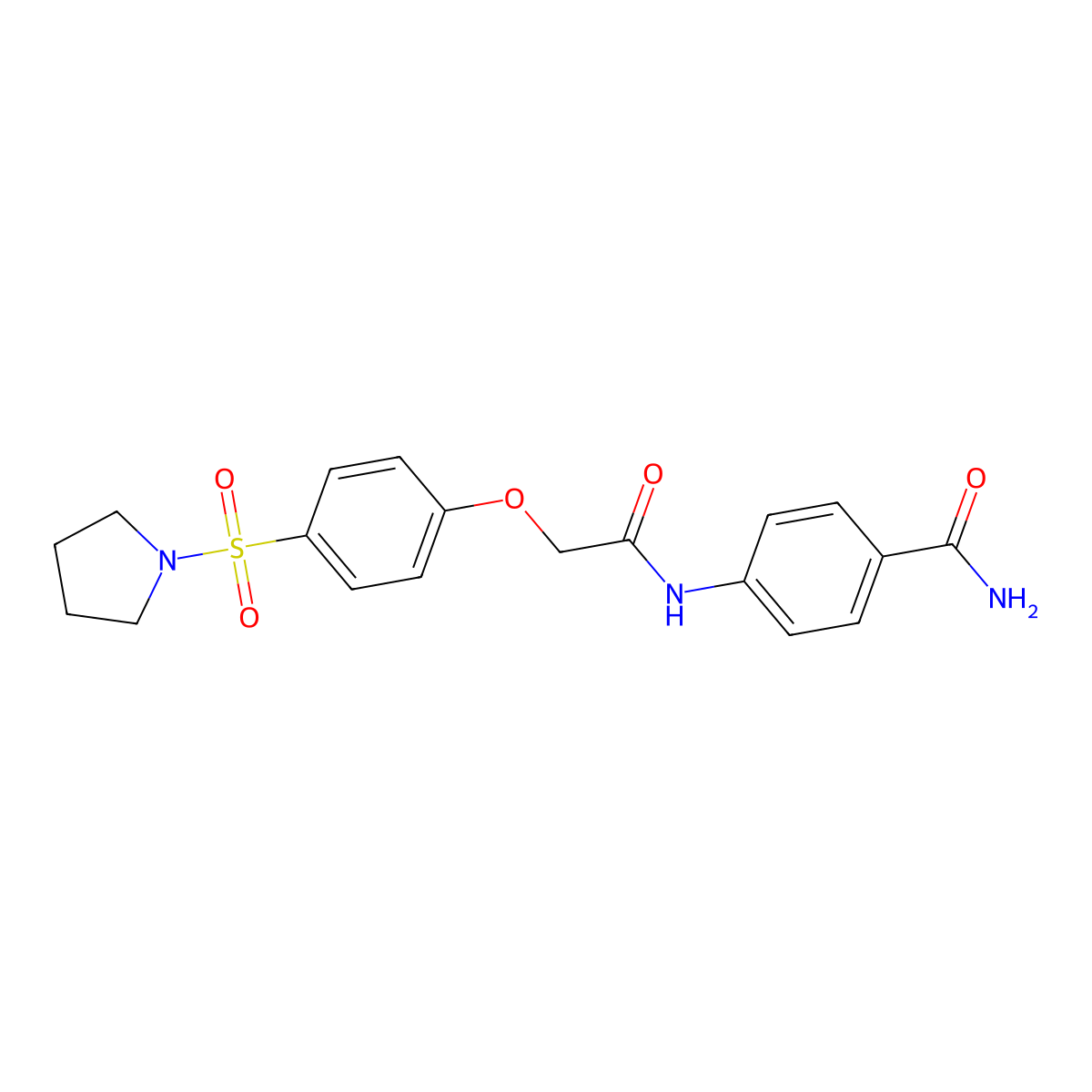 4-[[2-(4-Pyrrolidin-1-ylsulfonylphenoxy)acetyl]amino]benzamide molecular structure, CAS 799256-71-6