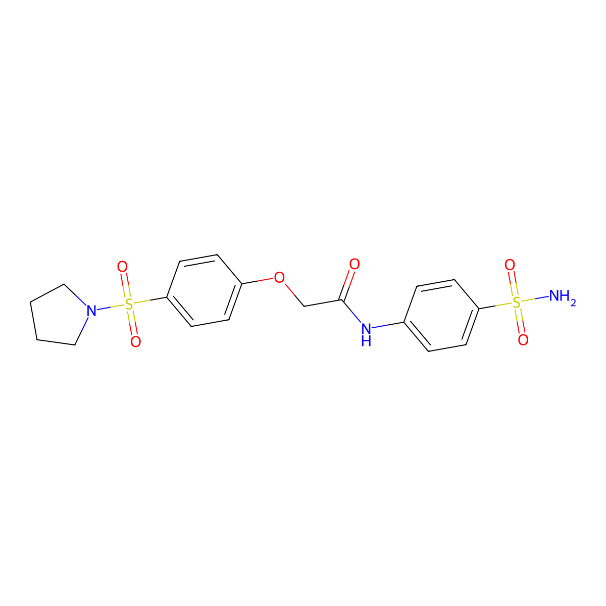2-(4-pyrrolidin-1-ylsulfonylphenoxy)-N-(4-sulfamoylphenyl)acetamide molecular structure, CAS 799256-92-1